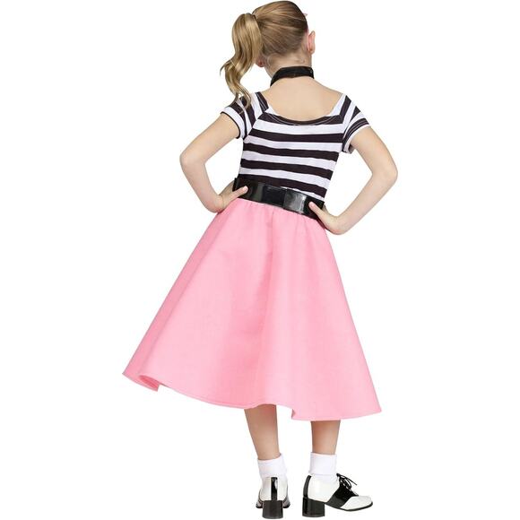 NWT 50s Soda Shop Sweetie Costume Girls sz Large 12-14 Poodle Skirt Fun World - Picture 2 of 8